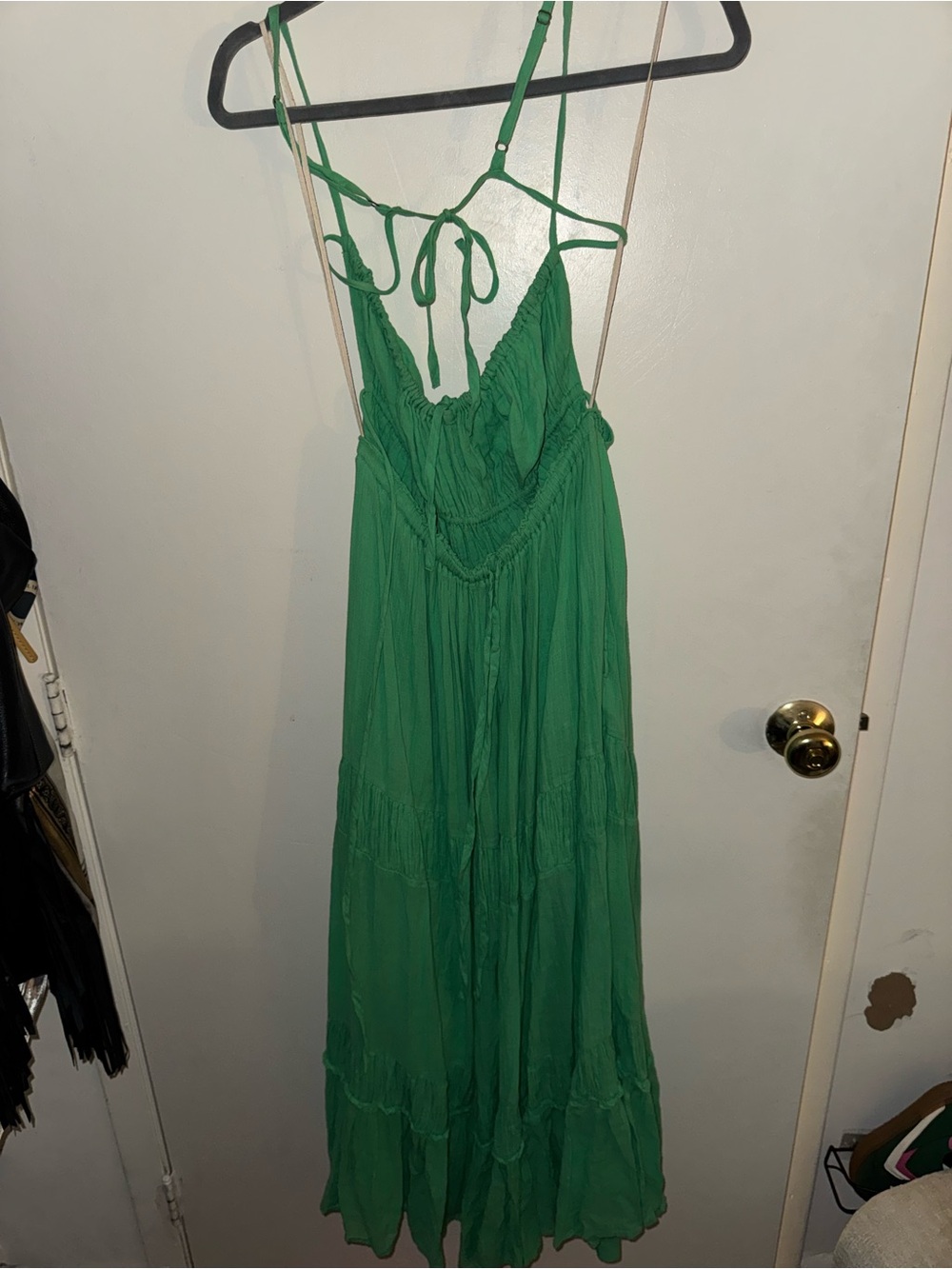 Free People Taking Sides Green Tiered Maxi Dress with Spaghetti Straps - Picture 8 of 9